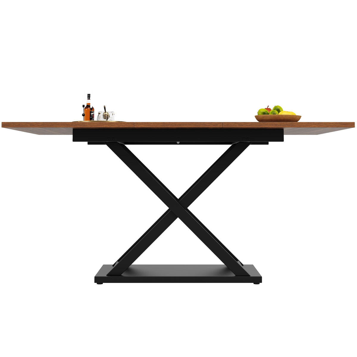 Telescopic Dining Table Extendable 120-160cm Crossed Iron Legs - Walnut