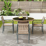 Modern Garden Furniture Set with Round Table & 4 Chairs, Rattan