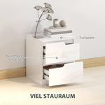 Bedside Table, 2 Drawers, 40 x 40 x 48 cm, High Gloss White