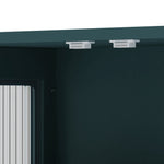 Bathroom Wall Cabinet 3-Door Wooden Glass Door Towel Bar - Dark Green