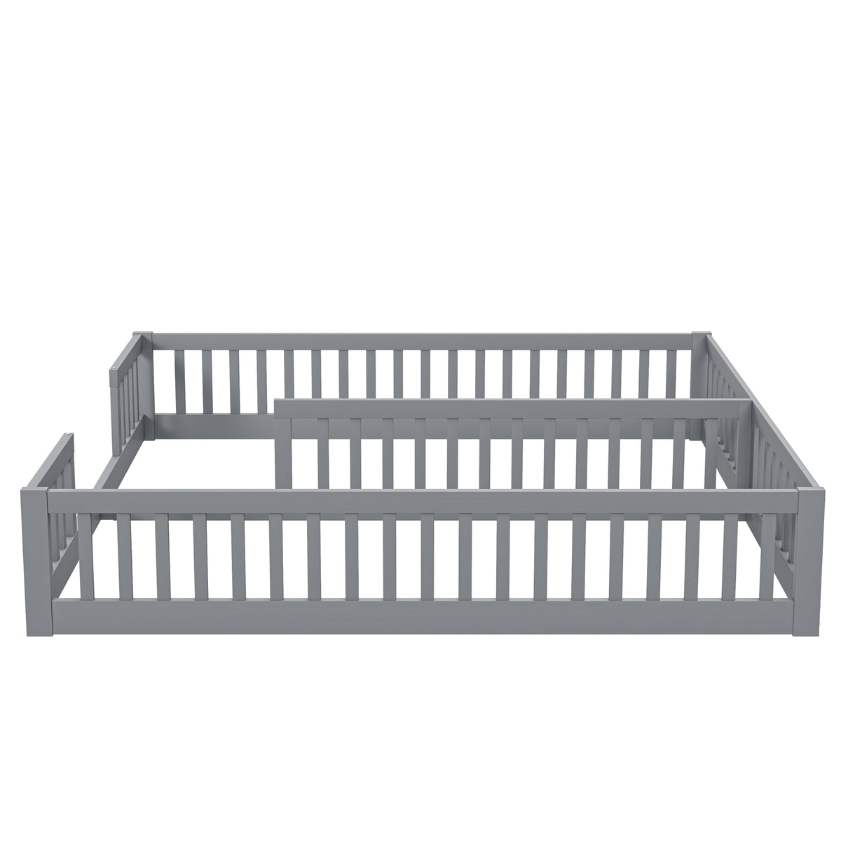 Children's Panel Bed 90x200 cm with Railing, Grey Pine Wood