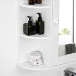 Mirror Cabinet, Wall Mounted with 8 Compartments, White