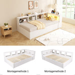 Sofa Bed 90x200 cm with Hydraulic Storage & LED - White