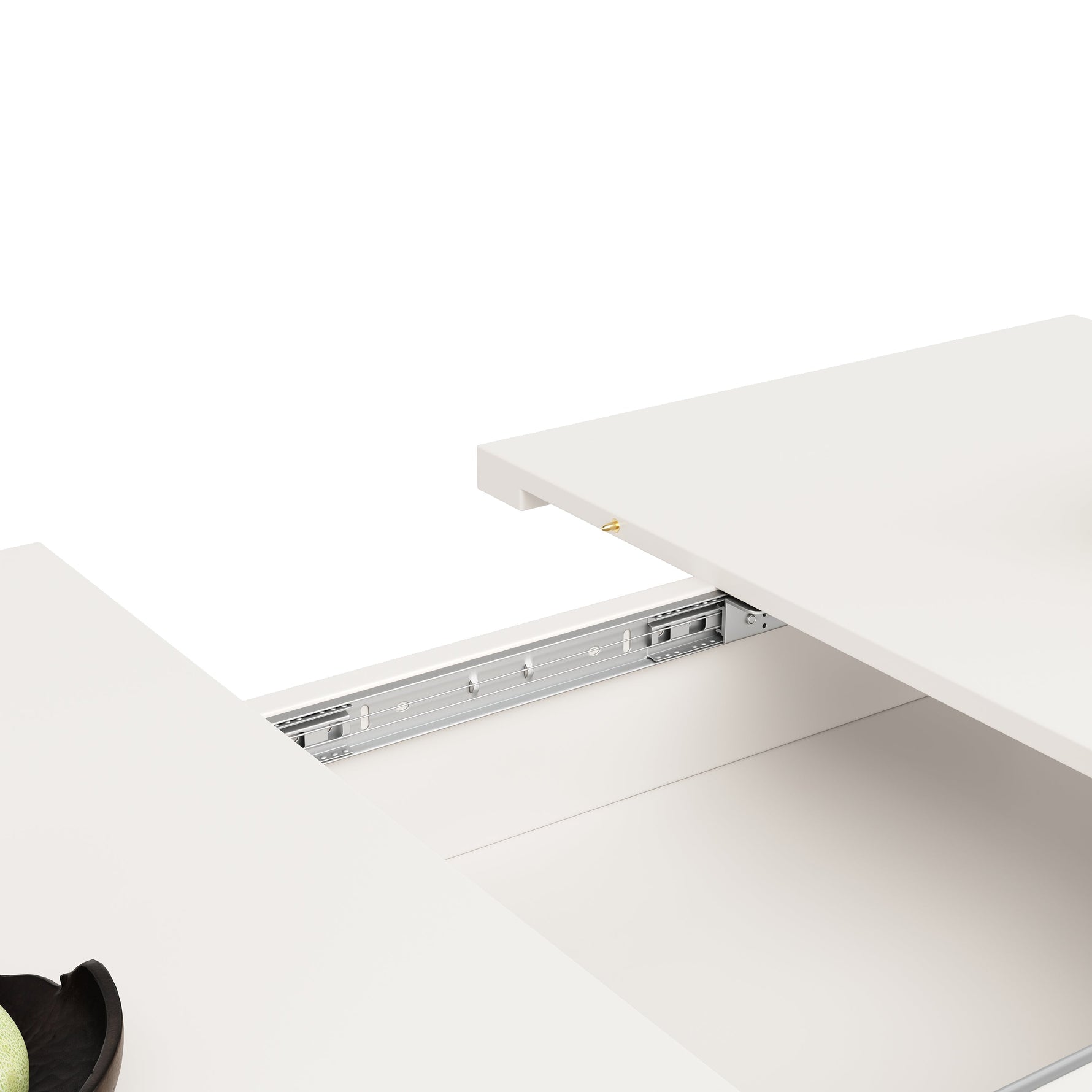 Dining Table, Telescopic Extendable with Storage Levels, White