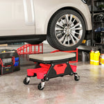 Workshop Stool, Rolling Seat with Storage Drawer, 135 kg Load Capacity, Gray