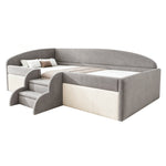 Upholstered Children's Bed 90x190cm with Steps, Grey Velvet