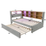 Sofa Bed 90x200 Pull-out LED Storage Flannel Light Grey