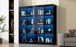 Glass Display Case, App-Controlled LED Lighting 4-Door Storage Cabinet, Freestanding