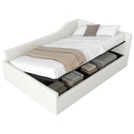 Upholstered Daybed, 140x200 with Under-bed Storage, Beige