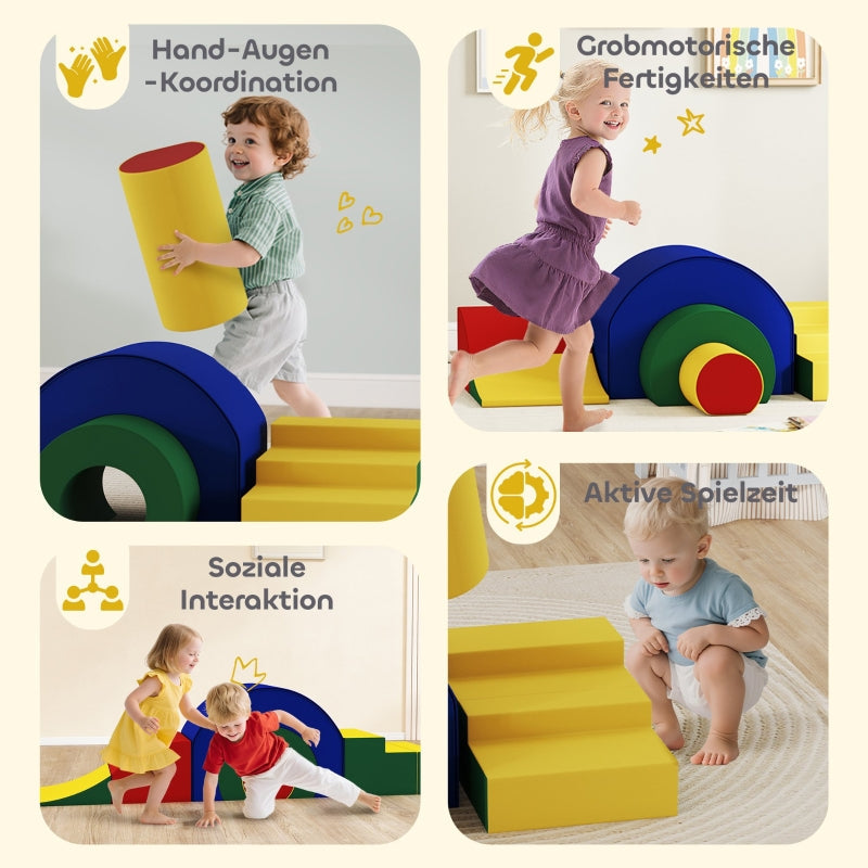5-Piece Soft Building Block Set for Indoor Climbing and Crawling, Colorful Faux Leather