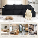 Modular Sofa Set Chaise Longue & 2-Seater with Pockets, Corduroy Fabric