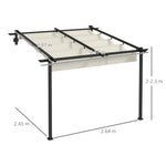 Pavilion Pergola 3x3m Windproof Adjustable Roof, Cream-Colored
