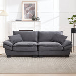 Double Sofa, Modern Simple Feather Bed Cozy Spacious, Dark Grey