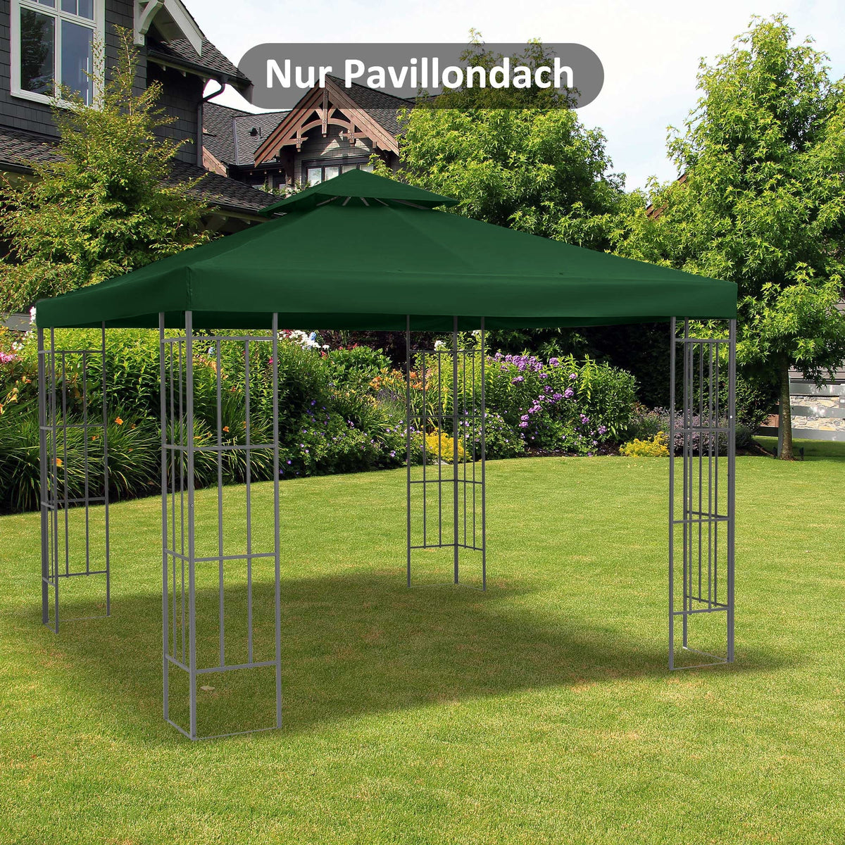 Pavilion Roof Replacement 3x3m Water-Repellent Charcoal Grey Polyester