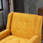 Upholstered Armchair with Buttoned Padding and Solid Wood Legs, Suede Black
