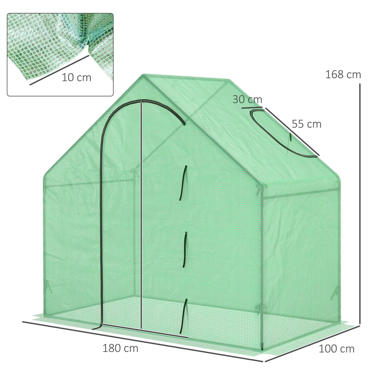 Foil Greenhouse, Tomato House 180x100x168cm with Window and Door, Steel/PVC Plastic