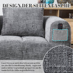 Sofa, Plush 2-Person No Assembly Side Pockets, Grey
