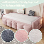 Upholstered Extendable Sofa Bed with Slatted Base, 90/180x190cm, Pink Teddy Velvet