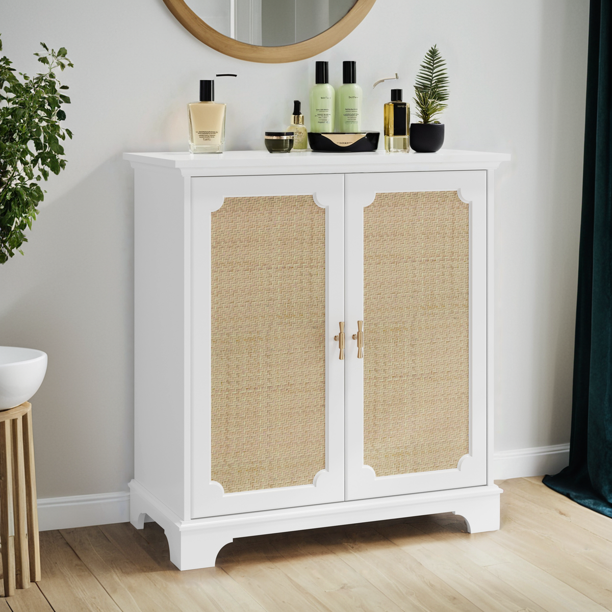Sideboard, Kitchen Buffet Console, Rattan