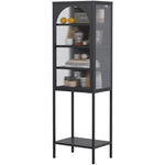 Metal & Glass Display Cabinet 5-Tier 3 Adjustable Shelves 160x50x35cm - Iron
