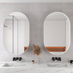 Stylish Oval Mirror Cabinet with Storage & Adjustable Shelves, White