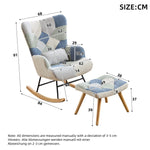 Rocking Recliner with Footstool and Upholstered Armchair, Patchwork Houndstooth Pattern