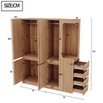 Extra-Large Wardrobe 140x40x170cm with Drawers, Storage, Open Area, Wood Color
