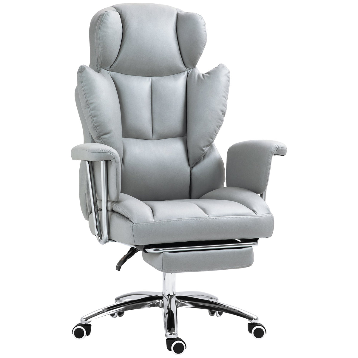 Office Chair, Ergonomic Swivel with Footrest, Light Grey