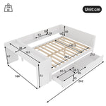 Wooden Bed with Desk and Storage Drawers, 140x200cm, Pine and White