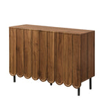 Sideboard - Wave Doors, Handleless, Adjustable Shelves, 120x35x80 cm - Wood