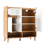 Chest of drawers with adjustable shelves, minimalist home organizer with solid wood legs