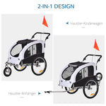 Dog Trailer Jogger Bicycle Trailer, 155 x 83 x 108 cm, White+Black