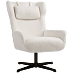 Accent Chair Upholstered Fleece Swivel Metal Frame - Cream White