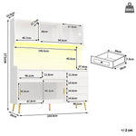 Modern Tall Cabinet with LED & App Control, Pegboard Storage - White