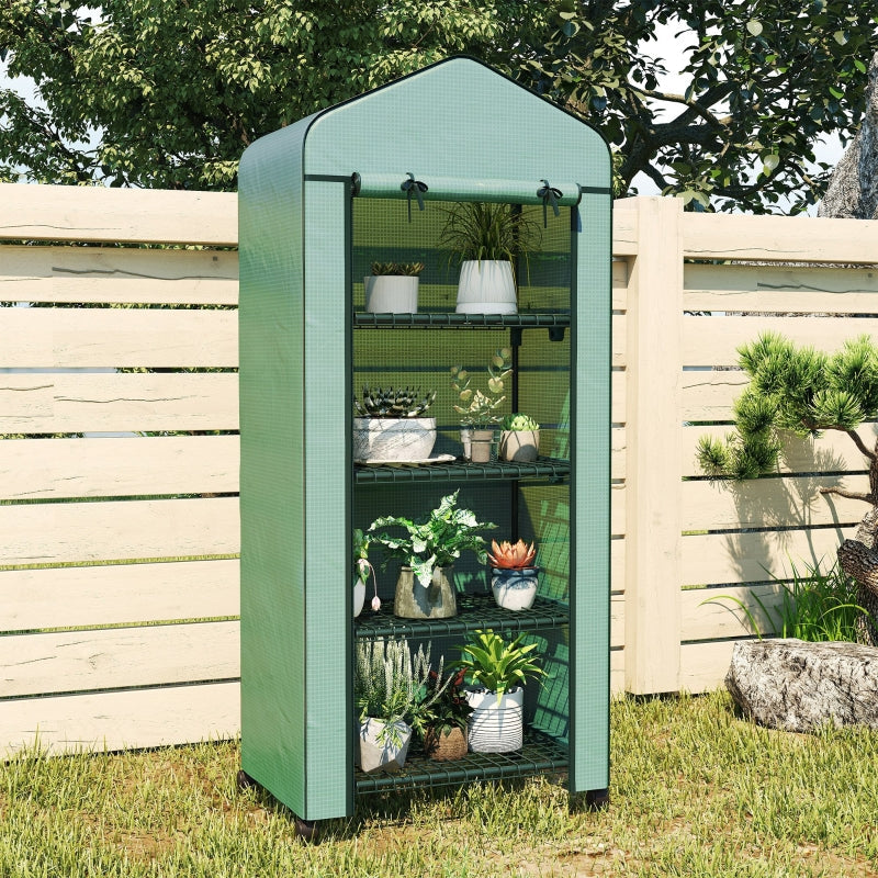 Plastic Greenhouse, 4 Shelves, 69x50x165cm, Green