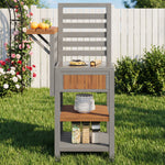 Outdoor Garden Cabinet with Stainless Steel Worktop and Double Shelf, Weatherproof Wood
