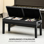 Piano Bench, Height-Adjustable, Storage, 220 kg Capacity, Faux Leather, Black