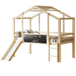 Children's Bed 90x200cm Attic Design Slide Graffiti Board Solid Wood/Wood Color