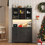 Kitchen Cabinet with LED Lighting, Power Outlet and Spice Rack, 180 x 105 x 40 cm