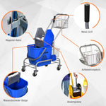 Cleaning Cart, 26L Jaw Press Bucket, Blue