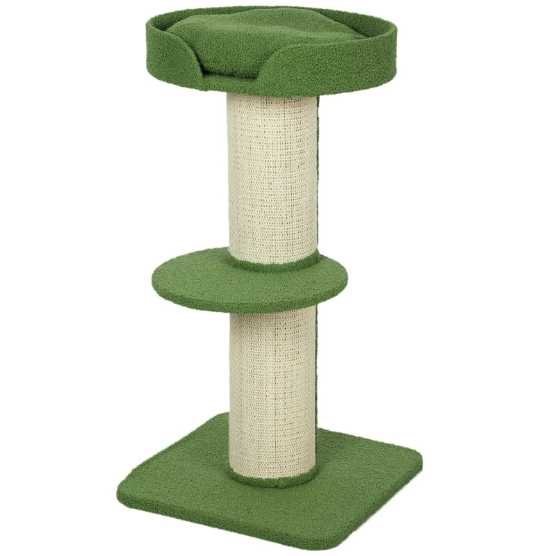 Cat Tree 91cm Play Tree with Bed, Lambswool Green