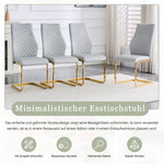 Dining Chair Set of 2, High Backrest and Gold Metal Frame, Light Grey PU Leather