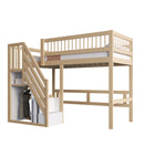 Solid Wood Bed 90x200 with Storage Stairs - Wood Color