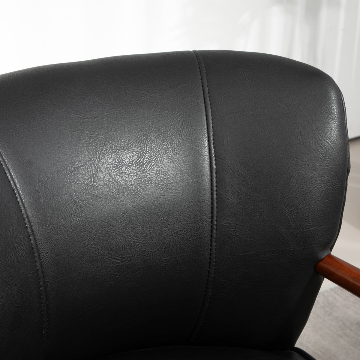 Lounge Chair, Armrests, Wooden Legs, Faux Leather