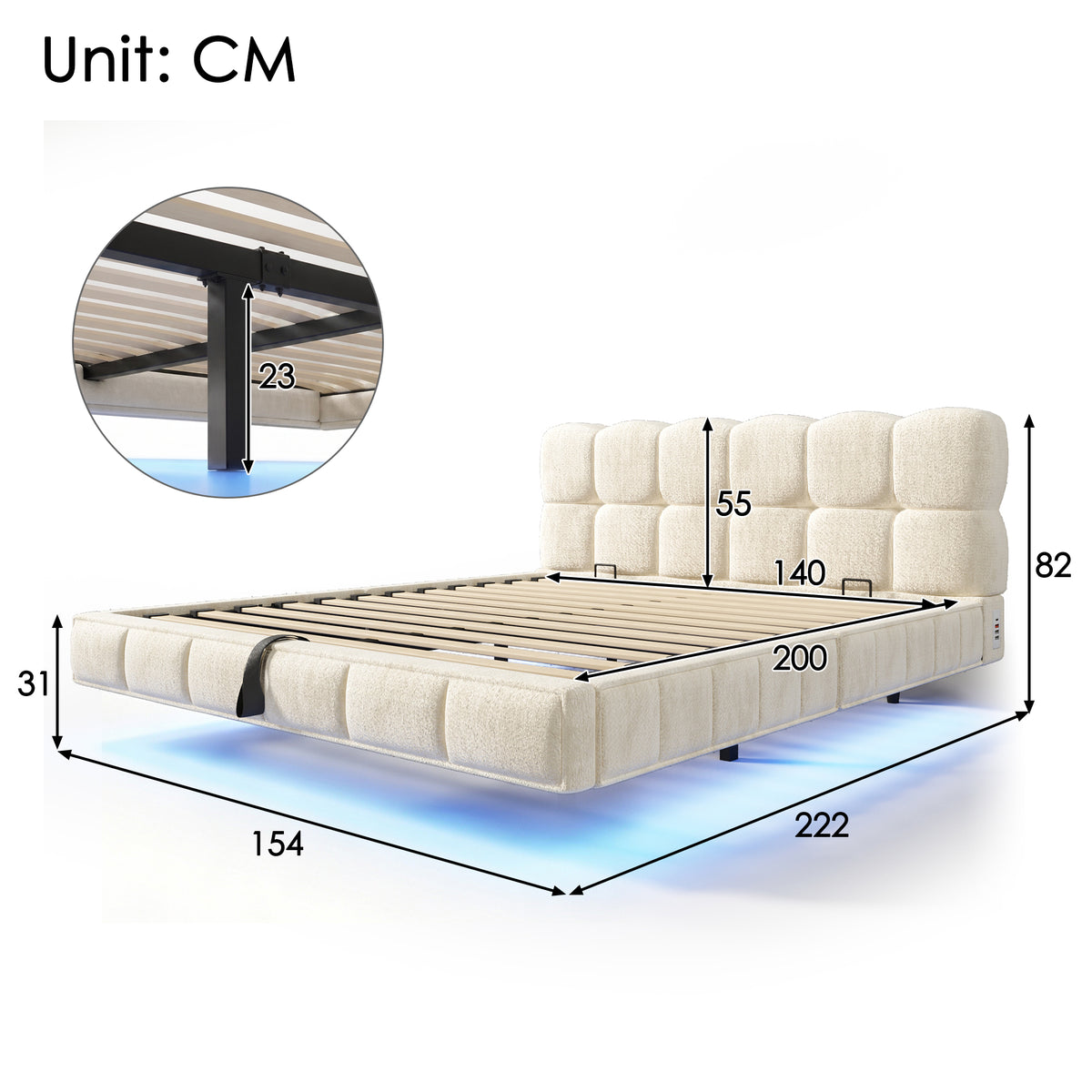 Sofa Bed 90x190cm with Pull-Out Bed & LED Storage, Dark Grey Velvet