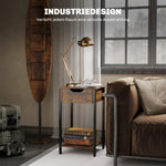 Side Table, Industrial Design Coffee Table with Steel Frame, Rustic Brown