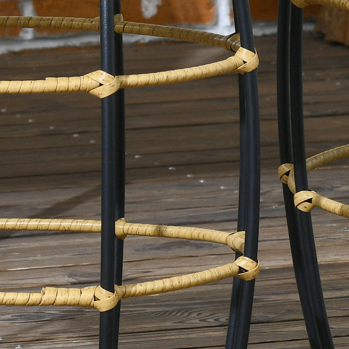 Rattan Side Table Set of 2 Stackable Coffee Table, Khaki