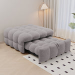 Upholstered Bed 2-in-1 Footstool Pull-Out Single Sofa Teddy Fabric Grey