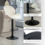 Bar Stools Set of 2, Adjustable Swivel with Fabric Cover, Steel Frame Beige