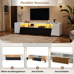 High-Gloss TV Stand 180cm LED 2 Drawers 2 Cabinets For 80 Inch TV - White/Black